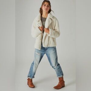 Lucky Brand Faux Shearling Moto Jacket Sz XL